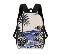 sinyumoney Oahu, Hawaii Minimalist Landscape Art Mochilas Para Niños 17inch Mochila Escolar Mochila Escolar Impresa En 3D Para Niños De Primaria Y Secundaria