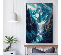 sinyumoney Obra de arte de Winter Wonderland para paredes del hogar, decoración de pared lista para colgar en el baño, decoración de inodoro, lienzo grande para sala de estar, 50 x 75 cm
