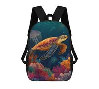 sinyumoney Ocean Life Turtle & Jellyfish Mochila Grande, Ligera E Informal Para El Campus, Actividades Al Aire Libre, Viajes Y Deportes 17inch