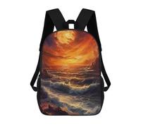 sinyumoney Ocean Sunset Painting Mochila Escolar De Moda, Mochila Para Material Escolar, Mochila Impermeable Informal Para Hombres/mujeres 17inch