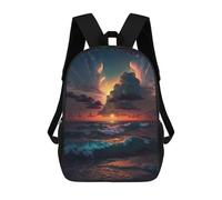 sinyumoney Ocean Sunset Waves-2 Mochilas Para Niños 17inch Mochila Escolar Mochila Escolar Impresa En 3D Para Niños De Primaria Y Secundaria