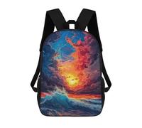 sinyumoney Ocean Sunset Waves Art Print-2 Mochilas Escolares Para La Escuela Secundaria, Preparatoria, Universidad Y Viajes Para Niños/niñas/adolescentes 17inch