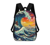 sinyumoney Ocean Wave Aesthetic Mochila, Mochila Infantil, Mochila Escolar Para Estudiantes, Mochila Para Libros, Mochila Escolar Impresa En 3D Para Niños Y Niñas 17inch