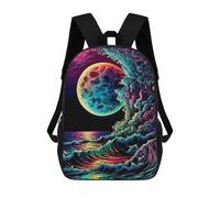 sinyumoney Ocean Wave Mochila Escolar Infantil, Mochilas Impresas En 3D, Mochilas Escolares De Moda Para Niños De Primaria Y Secundaria 17inch