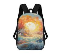 sinyumoney Ocean Wave Sunset Painting Mochila De Negocios Para Portátil, Mochila Unisex Informal Para Niñas, Niños Y Adolescentes 17inch