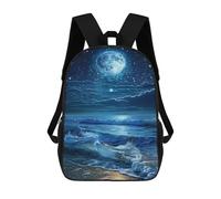 sinyumoney Ocean Waves at Night Mochila Escolar Para Secundaria, Mochila Informal Para Niñas Y Adolescentes 17inch