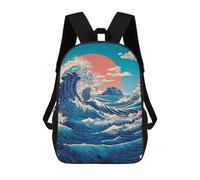 sinyumoney Ocean Waves Sunset Art Print-1 Mochilas Escolares Para La Escuela Secundaria, Preparatoria, Universidad Y Viajes Para Niños/niñas/adolescentes 17inch