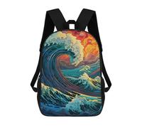 sinyumoney Ocean Waves Sunset Art Print Mochila Escolar De Moda, Mochila Para Material Escolar, Mochila Impermeable Informal Para Acampar, Aventuras Al Aire Libre Y Viajes Diarios 17inch