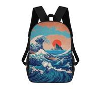 sinyumoney Ocean Waves Sunset Boat Print Mochilas Escolares Para La Escuela Secundaria, Preparatoria, Universidad Y Viajes Para Niños/niñas/adolescentes 17inch