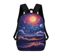 sinyumoney Ocean Waves Under Full Moon Mochila Escolar, Bolso Resistente Para Portátil, Ideal Para Acampar, Aventuras Al Aire Libre Y Viajes Diarios 17inch
