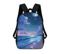 sinyumoney Ocean Waves Under Moonlight -1 Mochila Escolar Infantil De 17 Pulgadas, Mochila Escolar Impresa En 3D Para Niños De Primaria Y Secundaria