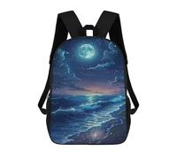 sinyumoney Ocean Waves Under Moonlight -2 Mochila Escolar Impresa En 3D 17inch Mochilas De Moda Para Niños, Mochilas Escolares Para Niños De Primaria Y Secundaria