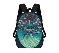 sinyumoney Ocean Whale Norther Lights Mochila Infantil Para Niñas Y Niños, Mochila De Día, Escuela Primaria, Perfecta Para La Vuelta Al Cole O Educación Física, Regalos Y Viajes 17inch