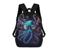 sinyumoney Octopus Glasses Ocean Art Print Mochilas De 17 Pulgadas Para Niños, Mochilas Escolares Impresas En 3D Para Estudiantes De Primaria Y Secundaria, Para Niños Y Niñas.