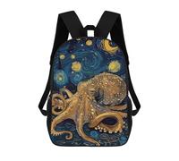 sinyumoney Octopus in Starry Night Style Mochila Escolar Infantil Impresa En 3D Para Niños, Mochilas De Viaje, Bolsas Para Libros Para Niños Estudiantes De Primaria 17inch