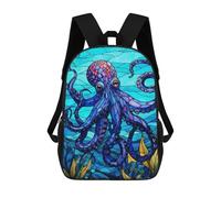 sinyumoney Octopus Sea Stained Glass Mochilas Para Niños Mochila Escolar Mochila Escolar Impresa En 3D Para Niños Estudiantes De Primaria Y Secundaria 17inch