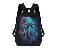 sinyumoney Octopus with Glasses Art Print -2 Mochila Escolar Resistente Al Agua, Mochila Escolar De Negocios Para Hombres/mujeres 17inch