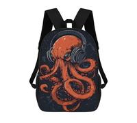 sinyumoney Octopus with Headphones Mochilas Infantiles Mochila Escolar Impresa En 3D Para Niños Mochilas De Viaje Bolsas Para Libros Para Niños 17inch Mochila Escolar