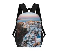 sinyumoney Oia Santorini Aerial View Mochila Escolar Infantil Impresa En 3D Para Niños, Mochila De Viaje De Alta Capacidad, Mochilas Para Libros De 17 Pulgadas Para Niños