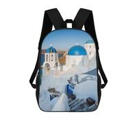 sinyumoney Oia Town Santorini Greece Mochilas Impresas En 3D 17inch Mochila Escolar Infantil Para Exteriores, Mochila Informal De Día, Bolsas De Viaje Informales Para Estudiantes De Secundaria