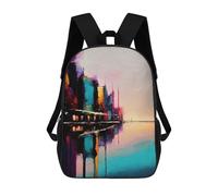 sinyumoney Oil Paint City 1 Mochila Escolar Impresa En 3D Para Niños Mochilas De Viaje De Alta Capacidad Bolsas Para Libros Mochila Escolar Para Niños Mochila 17inch