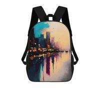 sinyumoney Oil Paint City 2 Mochila Infantil, Mochila Escolar Para Niños Y Adolescentes, Mochila De Viaje, Mochila Escolar, Mochila Para Libros 17inch