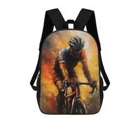 sinyumoney Oil Painting of A Cyclist Mochila Escolar Infantil De Moda Informal Mochilas Infantiles Impresas En 3D Mochila Grande Para Niño 17inch