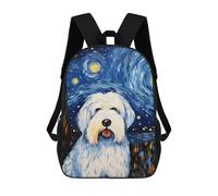 sinyumoney Old English Sheepdog Night Mochilas Para Niños 17inch Mochila Escolar Mochila Escolar Impresa En 3D Para Niños De Primaria Y Secundaria