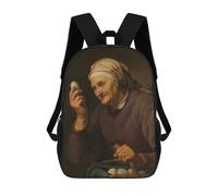 sinyumoney Old Woman Holding An Egg Mochilas Infantiles Escolares Impresas En 3D, Mochilas Para Niños, Mochilas De Viaje Para Niños Y Niñas, Mochilas Escolares Para Niños 17inch