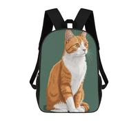 sinyumoney Orange And White Cat Illustration Mochila Escolar Impresa En 3D Para Niños 17inch Mochilas Para Niños Y Niñas, Mochilas Escolares Para Niños, Mochilas De Viaje