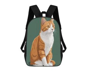 sinyumoney Orange And White Cat Illustration Mochila Escolar Impresa En 3D Para Niños 17inch Mochilas Para Niños Y Niñas, Mochilas Escolares Para Niños, Mochilas De Viaje