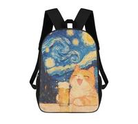 sinyumoney Orange Cat Beer Starry Night Mochilas Impresas En 3D 17inch Mochila Escolar Infantil Para Exteriores, Mochila Informal De Día, Bolsas De Viaje Informales Para Estudiantes De Secundaria