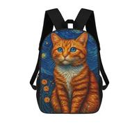 sinyumoney Orange Cat in Starry Night Style Mochilas Infantiles Impresas En 3D, Mochilas De Moda Informales, Mochilas De Viaje Bonitas, Mochilas Informales Para Exteriores Para Niños Y Niñas 17inch