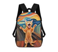 sinyumoney Orange Cat The Scream Mochilas Para Niños, Mochilas Escolares Personalizadas En 3D Para Niños Y Niñas, Mochilas Escolares Grandes, Mochilas Informales Para El Día A Día 17inch