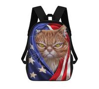 sinyumoney Orange Cat USA Patriot Mochila Escolar Infantil Estampada Para Adultos Y Niños, Mochila De Viaje Para El Día A Día 17inch
