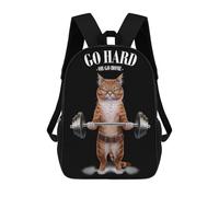 sinyumoney Orange Cat Weightlifting Mochila Escolar Para Niños De 17 Pulgadas, Mochila Informal De Viaje Para Niños Y Niñas, Mochila De Gran Capacidad Para El Día A Día 17inch