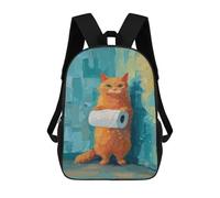 sinyumoney Orange Cat with Toilet Paper Roll -1 Mochila Escolar Infantil De 17 Pulgadas Con Estampado 3D De Películas De Anime Para Niños, Mochila De Viaje, Mochila Escolar Infantil
