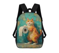 sinyumoney Orange Cat with Toilet Paper Roll -2 Mochila Escolar Infantil Impresa En 3D Para Niños, Mochila De Viaje De Alta Capacidad, Mochilas Para Libros De 17 Pulgadas Para Niños