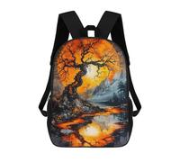 sinyumoney Orange Moon Landscape Mochila Escolar Resistente Al Agua, Mochila De Negocios Para Hombres, Mujeres Y Adolescentes 17inch