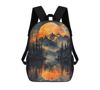 sinyumoney Orange Moon Over Mountains Mochilas Impresas En 3D Para Niños, Mochila Escolar, Mochila De Moda Para Niños De Primaria Y Secundaria 17inch