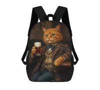sinyumoney Orange Tabby Cat in A Pub Holding A Beer Mochila Escolar Para Niñas Y Niños, Mochilas De Gran Capacidad, Mochilas Ligeras Para Niños Y Estudiantes 17inch
