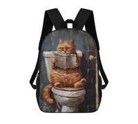 sinyumoney Orange Tabby Cat Toilet Mochila Escolar De Moda Para Estudiantes, Adecuada Para Niños Y Niñas, Mochila Informal Para Viajes Al Aire Libre, Esencial Para El Día A Día 17inch