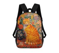 sinyumoney Orange Tabby Cat with Flowers Mochila De Viaje Para La Universidad Mochilas Para La Escuela/trabajo/viajes 17inch