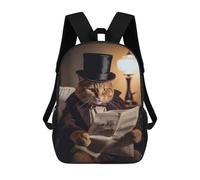 sinyumoney Orange Tabby Hat Reading Mochila Escolar De Moda Para Estudiantes, Adecuada Para Niños Y Niñas, Mochila Informal Para Viajes Al Aire Libre, Esencial Para El Día A Día 17inch
