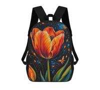 sinyumoney Orange Tulip with Butterfly Painting Mochila Ligera Informal Para El Día A Día, Ideal Para La Escuela, Viajes, Trabajo Y Uso Diario 17inch