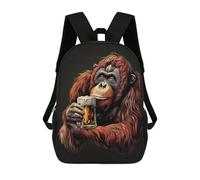 sinyumoney Orangutan with Beer Mochila Escolar Impresa En 3D Para Niños, Mochila Escolar, Mochilas De Viaje, Bolso Informal De Moda Para Niños Y Estudiantes 17inch