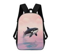 sinyumoney Orca Breaching in Pink Sky Mochilas Para Niños Mochila Escolar Mochila Escolar Impresa En 3D Para Niños Estudiantes De Primaria Y Secundaria 17inch