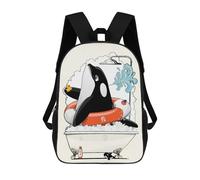 sinyumoney Orca Killer Whale in Bath Mochila Escolar Para Niñas Y Niños, Mochilas De Gran Capacidad, Mochilas Ligeras Para Niños Y Estudiantes 17inch