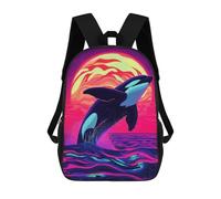 sinyumoney Orca Leaping Neon Sunset Mochila Escolar Grande Resistente Al Agua Para Portátil Para Adolescentes, Niñas, Niños, Mujeres Y Hombres 17inch