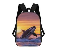 sinyumoney Orca Leaping Sunset in Icy Waters Mochila Escolar Infantil, Mochilas Impresas En 3D, Mochilas Escolares De Moda Para Niños De Primaria Y Secundaria 17inch